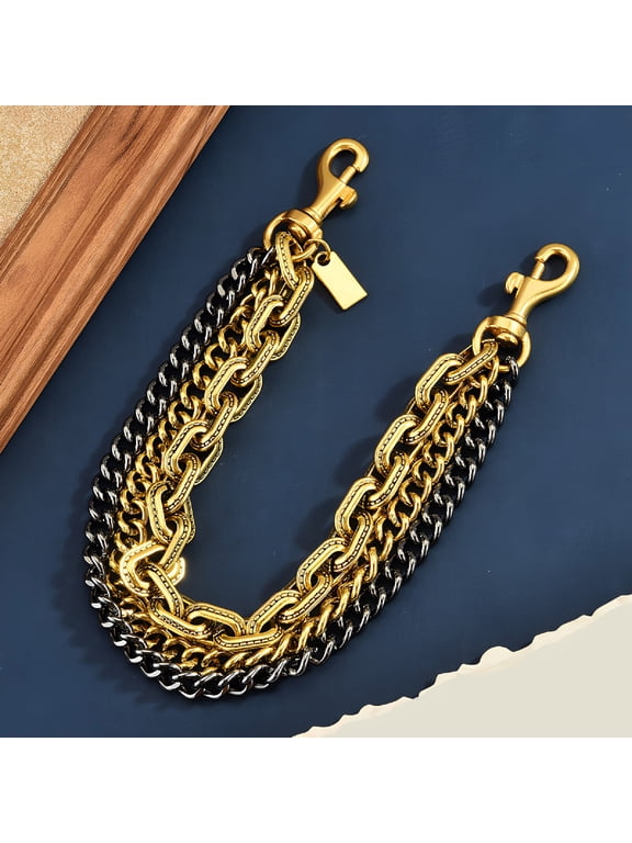 Gold Electroplated Zinc Alloy Bag Chain,3-Row Metal Purse Chain Strap for Handbag,Tote & Backpack DIY Accessories