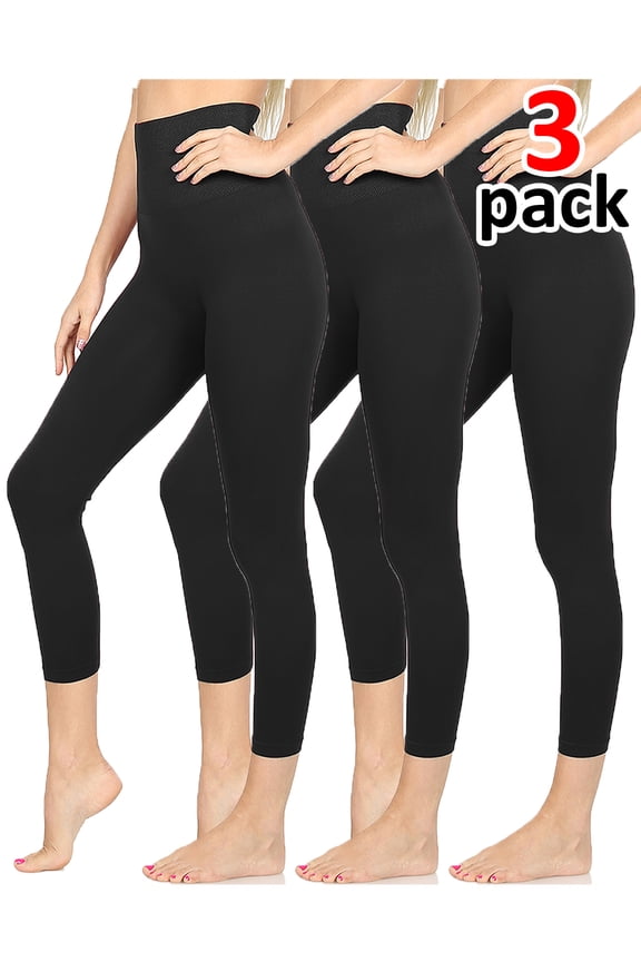 Women's Active Seemless Capri Leggings with High Diamond Shaped Band 3pc