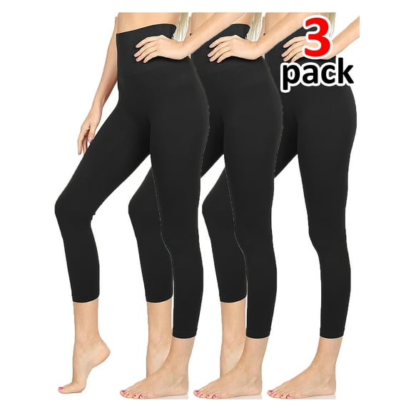 KOGMO Women's Active Seemless Capri Leggings with High Diamond Shaped Band 3pc