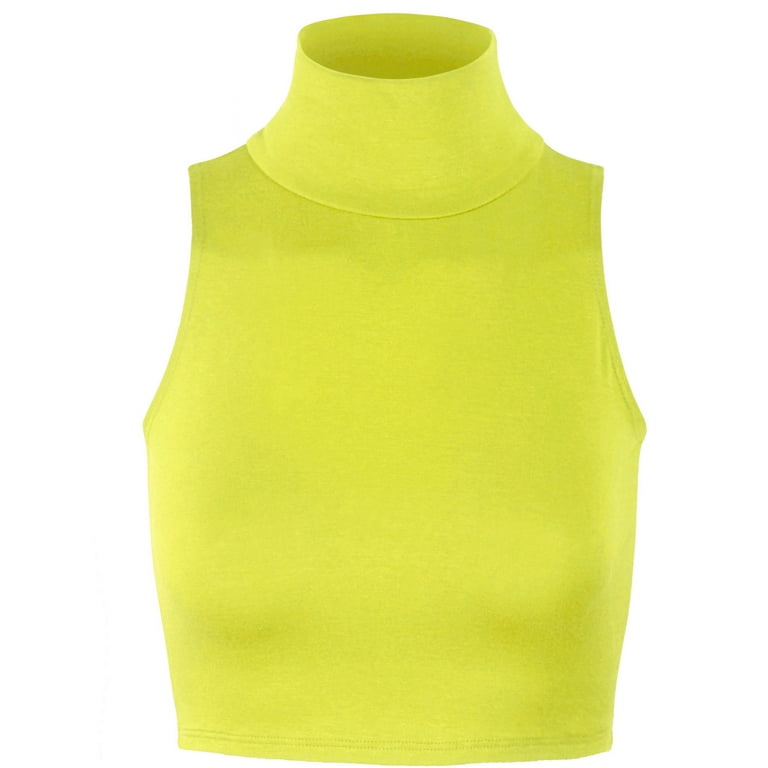 Sleeveless Turtleneck Crop Top Spandex Turtleneck Tops Ceci