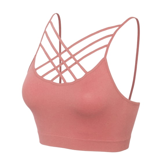 KOGMO Women's Lightweight Seamless Triple Criss-Cross Front Bralette (No Pad)