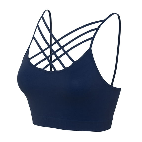 KOGMO Women's Lightweight Seamless Triple Criss-Cross Front Bralette (No Pad)