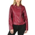 thumbnail image 1 of KOGMO Women's Snake Embossed Vegan Leather Moto Jacket with Belt, 1 of 5