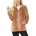 thumbnail image 1 of KOGMO Women's Soft Faux Fur Zip Up Jacket with Pockets Relaxed Fit, 1 of 4