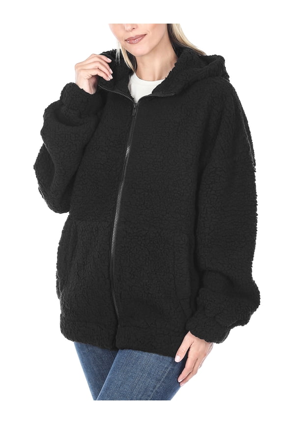 Women's Soft Sherpa Zip Up Jacket with Hoodie
