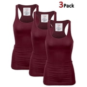 KOGMO Womens Basic Cotton Ribbed Knit Racerback Tank Top 3-Pack (S-XL)