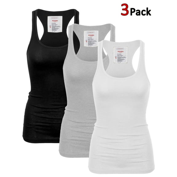 KOGMO Womens Basic Cotton Ribbed Knit Racerback Tank Top 3-Pack (S-XL)