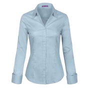 KOGMO Womens Basic Long Sleeve Button Down Shirts Office Work Blouse (S-3X)