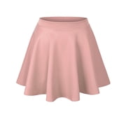 KOGMO Womens Basic Solid Versatile Stretchy Flared Casual Skater Skirt