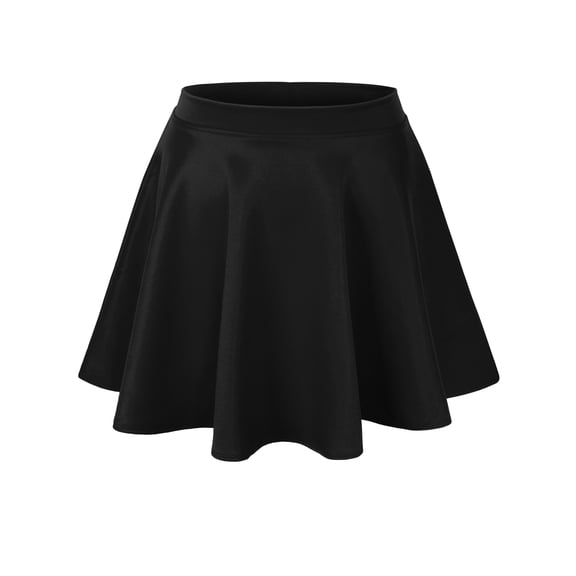 KOGMO Womens Basic Solid Versatile Stretchy Flared Casual Skater Skirt