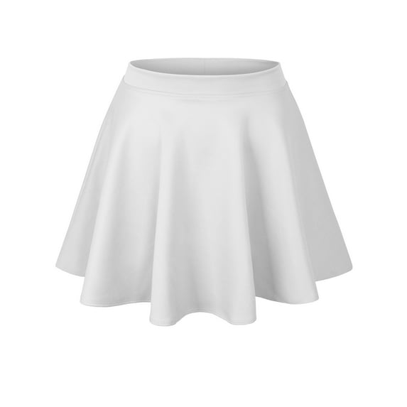 KOGMO Womens Basic Solid Versatile Stretchy Flared Casual Skater Skirt
