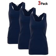 KOGMO Womens Basic Stretchy Cotton Spandex Racerback Tank Top 3-Pack (S-XL)
