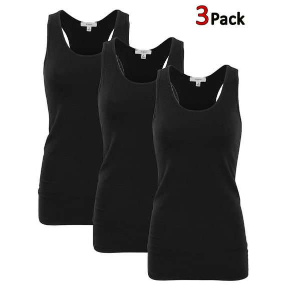 KOGMO Womens Basic Stretchy Cotton Spandex Racerback Tank Top 3-Pack (S-XL)