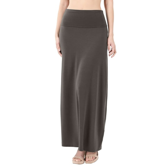KOGMO Womens Classic Maxi Skirt with Foldable Wide Waistband (S-3X)