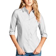 KOGMO Womens Classic Solid 3/4 Sleeve Button Down Blouse Dress Shirt
