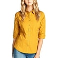 thumbnail image 1 of KOGMO Womens Classic Solid 3/4 Sleeve Button Down Blouse Dress Shirt, 1 of 4