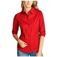 thumbnail image 1 of KOGMO Womens Classic Solid 3/4 Sleeve Button Down Blouse Dress Shirt, 1 of 5