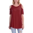 thumbnail image 1 of KOGMO Womens Cold Shoulder Short Ruffle Sleeve Tunic Top, 1 of 4