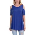 thumbnail image 1 of KOGMO Womens Cold Shoulder Short Ruffle Sleeve Tunic Top, 1 of 4