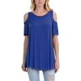 thumbnail image 1 of KOGMO Womens Cold Shoulder Short Ruffle Sleeve Tunic Top, 1 of 5