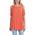 thumbnail image 1 of KOGMO Womens Cold Shoulder Short Ruffle Sleeve Tunic Top, 1 of 4