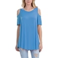 thumbnail image 1 of KOGMO Womens Cold Shoulder Short Ruffle Sleeve Tunic Top, 1 of 4