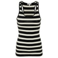 thumbnail image 1 of KOGMO Womens Cotton Stripe Ribbed Racerback Tank Top, 1 of 5