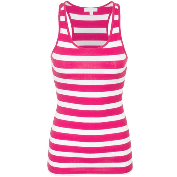 KOGMO Womens Cotton Stripe Ribbed Racerback Tank Top
