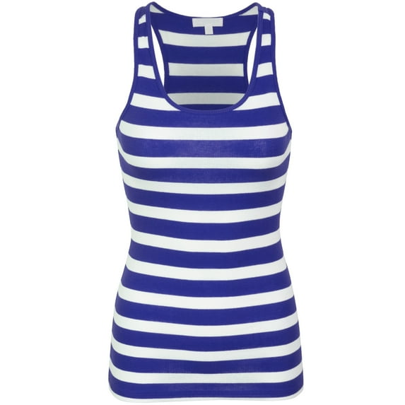 KOGMO Womens Cotton Stripe Ribbed Racerback Tank Top