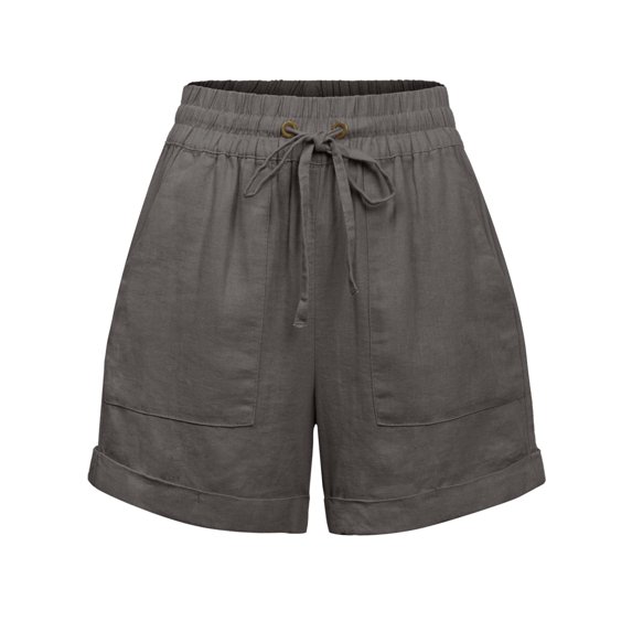 KOGMO Womens Lightweight Linen Shorts with Drawstring and Pockets