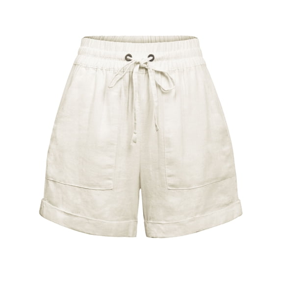 KOGMO Womens Lightweight Linen Shorts with Drawstring and Pockets
