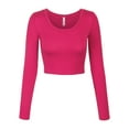 thumbnail image 1 of KOGMO Womens Long Sleeve Crop Top Solid Round Neck T Shirt, 1 of 8