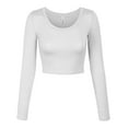 thumbnail image 1 of KOGMO Womens Long Sleeve Crop Top Solid Round Neck T Shirt, 1 of 8