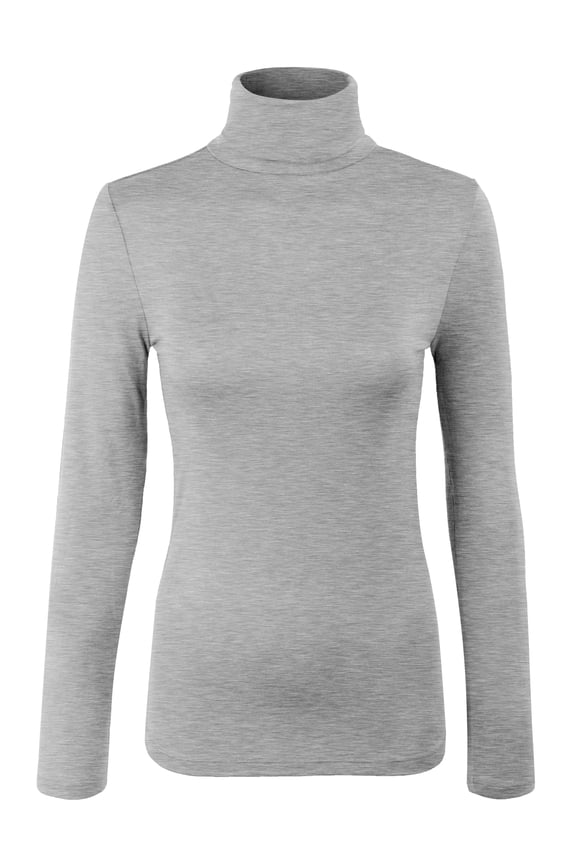 Womens Long Sleeve Solid Basic Fitted Turtleneck Shirt