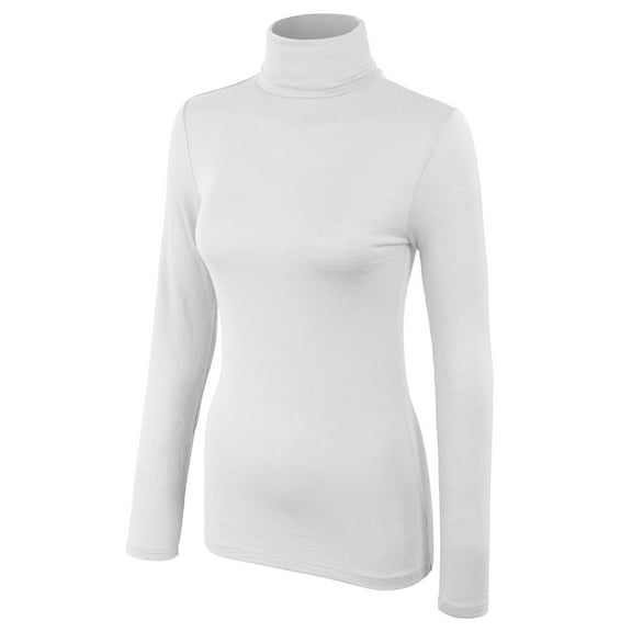 KOGMO Womens Long Sleeve Solid Basic Fitted Turtleneck Shirt