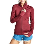 KOGMO Womens Performance Zip Up Stretchy Work Out Track Jacket