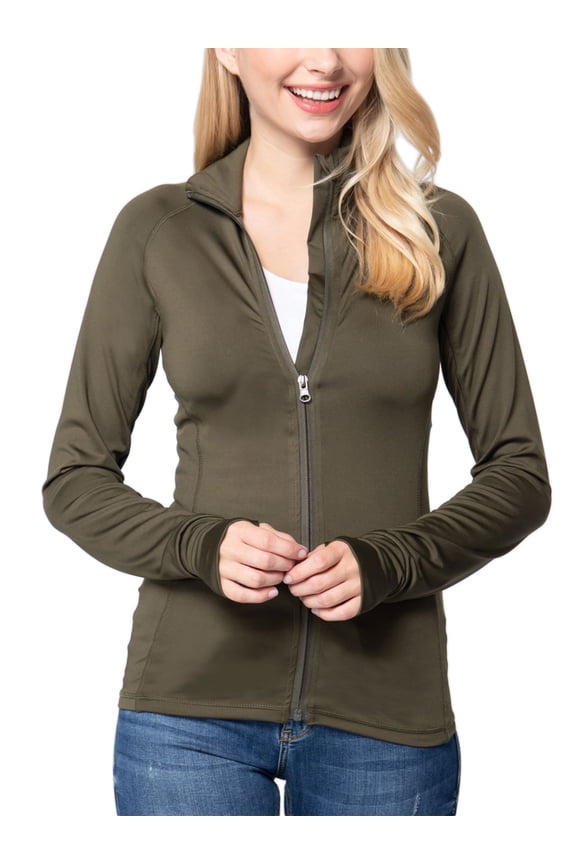 Womens Performance Zip Up Stretchy Work Out Track Jacket