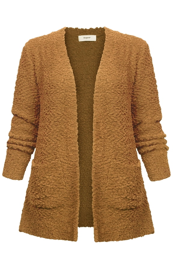 Womens Popcorn Sweater Cardigan with Pockets