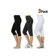 thumbnail image 1 of KOGMO Womens Premium Cotton Comfortable Stretch Capri Leggings 15in Inseam 3-Pack, 1 of 2