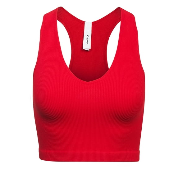 KOGMO Womens Ribbed Racerback Crop Tank Top