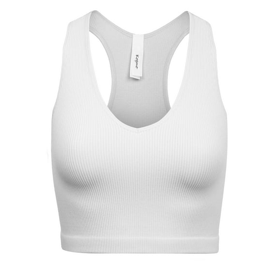 KOGMO Womens Ribbed Racerback Crop Tank Top