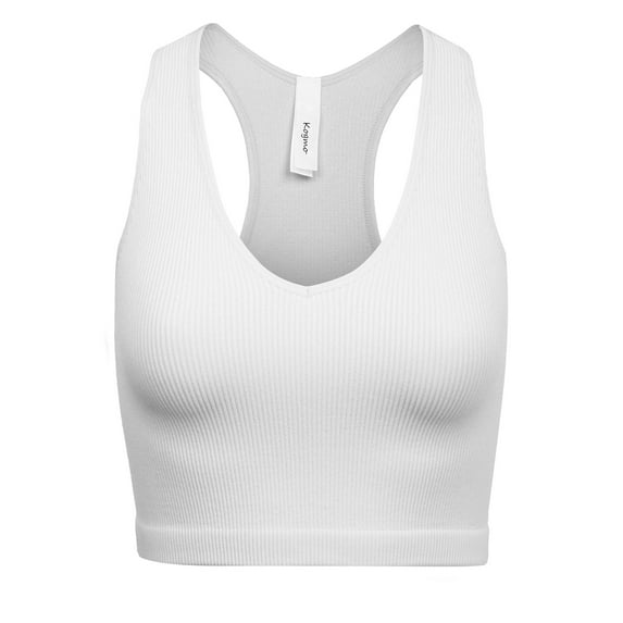 KOGMO Womens Ribbed Racerback Crop Tank Top