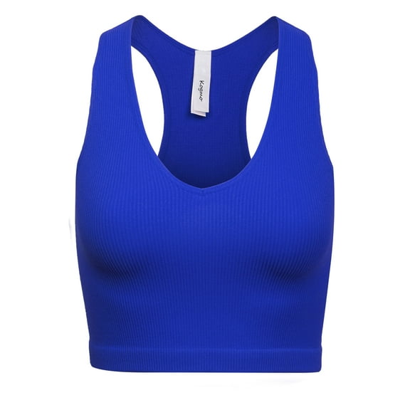 KOGMO Womens Ribbed Racerback Crop Tank Top