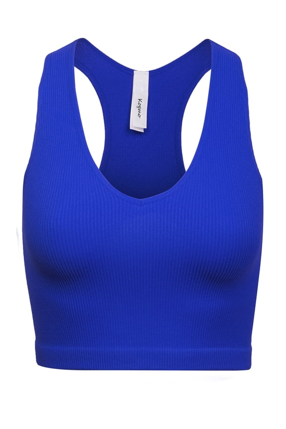 Womens Ribbed Racerback Crop Tank Top