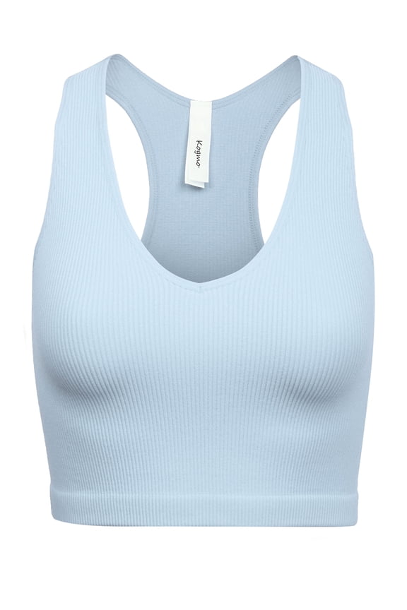 Womens Ribbed Racerback Crop Tank Top