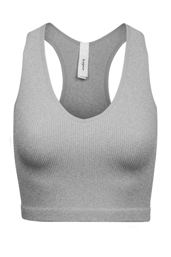 Womens Ribbed Racerback Crop Tank Top