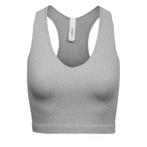 KOGMO Womens Ribbed Racerback Crop Tank Top