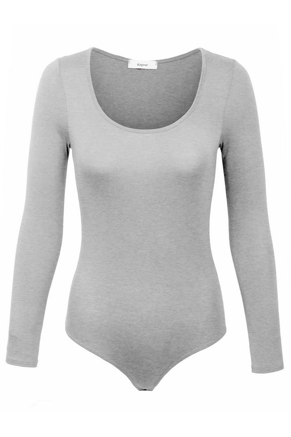 Womens Round Neck Long Sleeve Bodysuit Leotard Made in USA