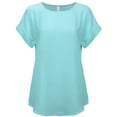thumbnail image 1 of KOGMO Womens Short Sleeve Boat Neck Solid Woven Top Tee (S-3X), 1 of 1