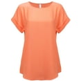 thumbnail image 1 of KOGMO Womens Short Sleeve Boat Neck Solid Woven Top Tee (S-3X), 1 of 3